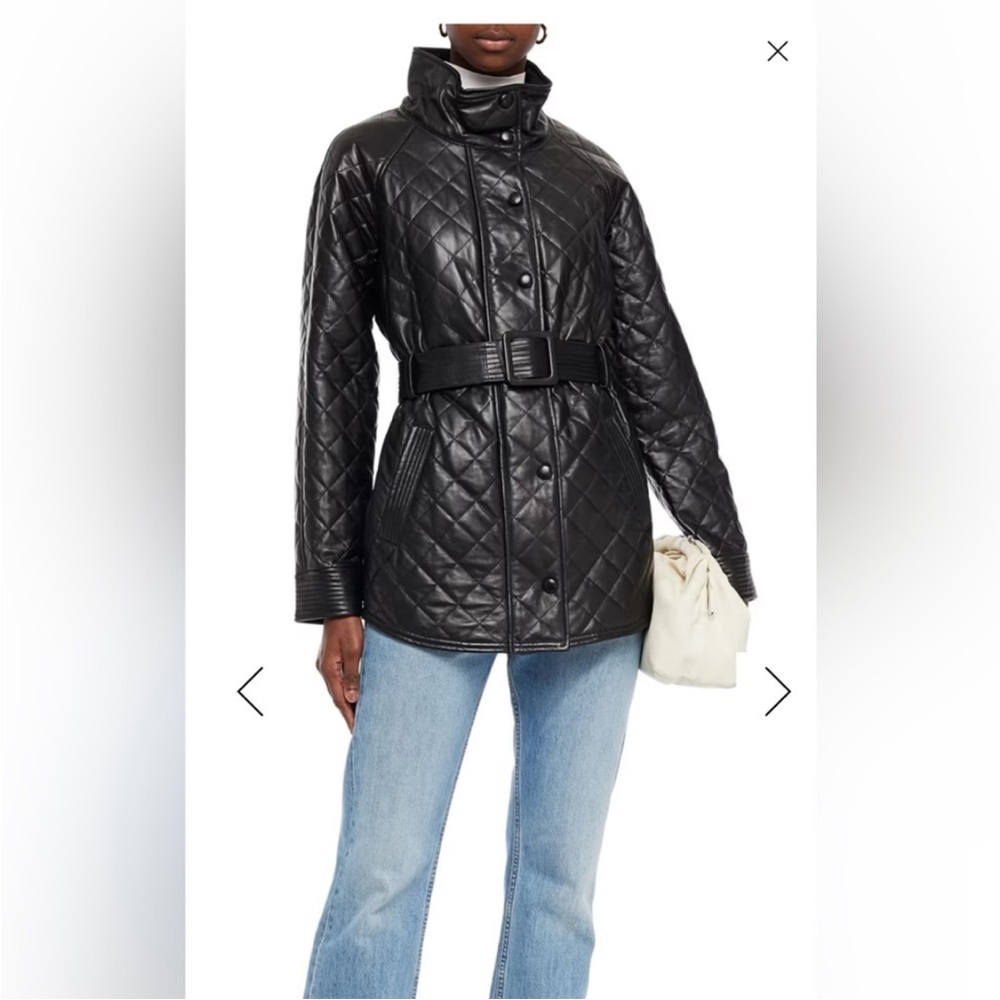 $1995 Veronica Beard Bonny Quilted Lamb Leather Black Jacket sz small